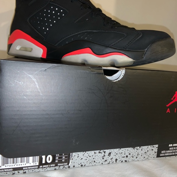 Air Jordan retro  black infrared 6s.  Size 10 - Picture 2 of 6